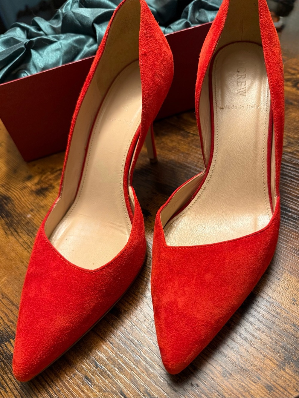 J. Crew Red Suede Pointed-Toe Stiletto Pumps